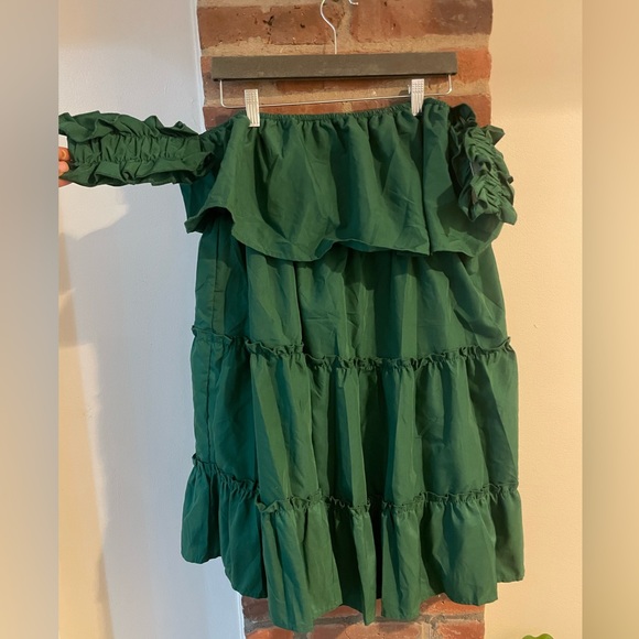 Plus Off Shoulder Ruffle Hem Dress - Picture 1 of 2